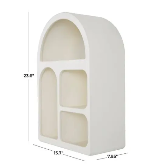24" Cream Geometric Arched Wall Shelf {10}
