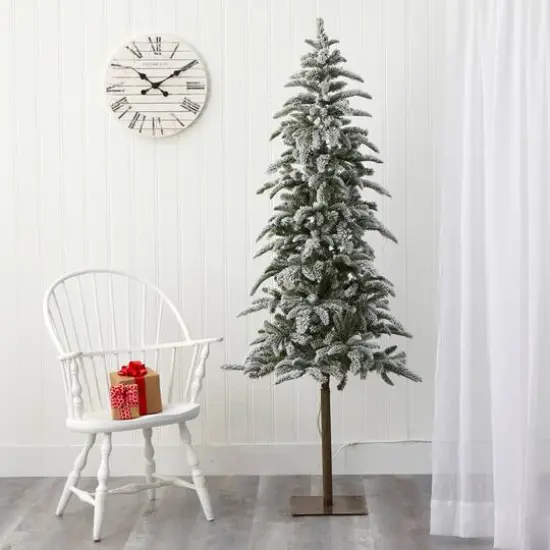 6.5ft. Pre-Lit Washington Alpine Artificial Christmas Tree, White Warm LED Lights {8}