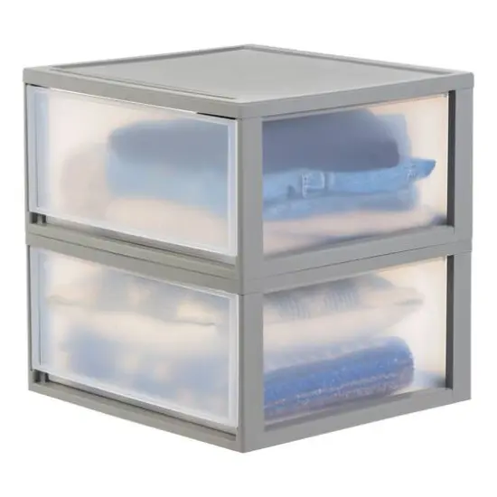 IRIS&reg; 47qt. Gray & Clear Stacking Storage Drawers, 2ct. {7}