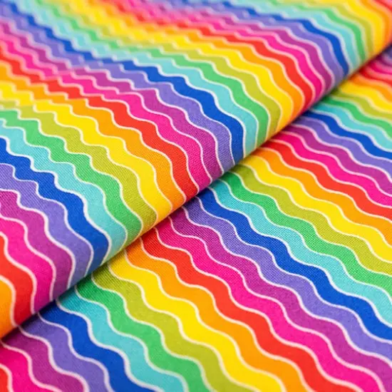 SINGER Rainbow Wiggle Lines Cotton Fabric {3}
