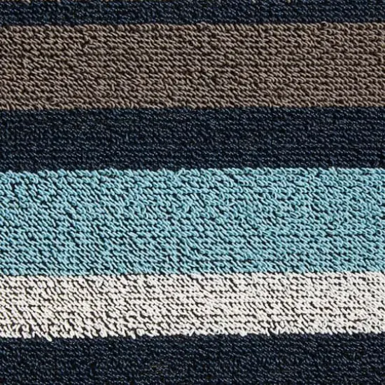 Blue And Gray Stripe Tufted Loop Textilene Mat {5}