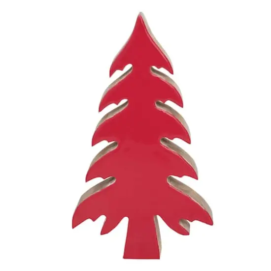Hello Honey&reg; 11.8" Red Enameled Mango Wood Christmas Tree D&eacute;cor {1}