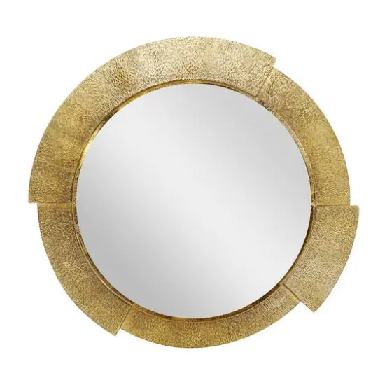 36" Gold Aluminum Contemporary Round Wall Mirror {1}