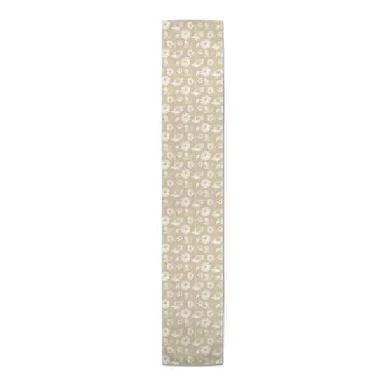 6ft. Tan & White Florals Cotton Twill Table Runner {3}