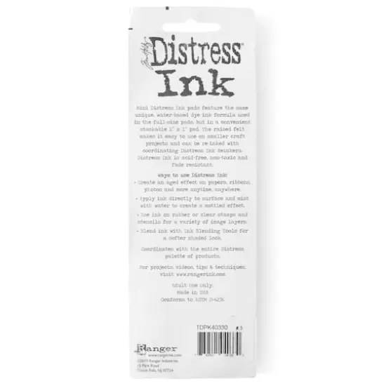 Tim Holtz® Distress Ink Pad Mini Kit no 3 Antique Linen/Vintage Photo/Walnut Stain/Black Soot {8}