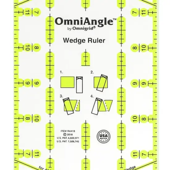 OmniAngle&trade; by Omnigrid&reg; 4" x 18" Non-Slip Wedge Quilting Ruler {3}