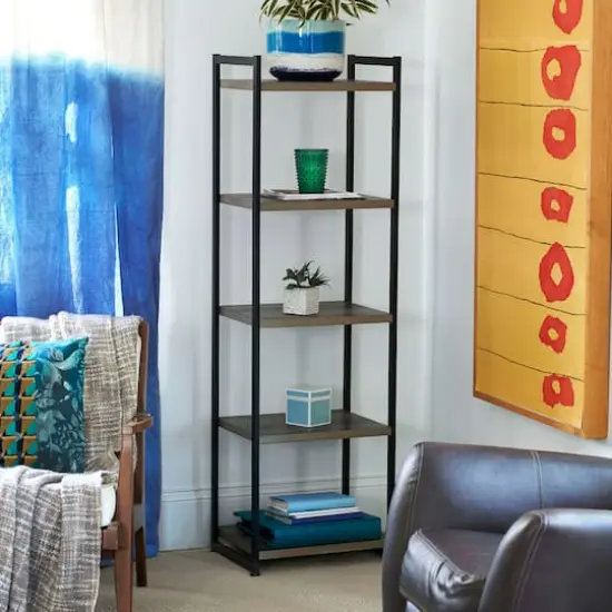 Household Essentials Jamestown 59" 5-Shelf Narrow Bookshelf Ashwood {3}