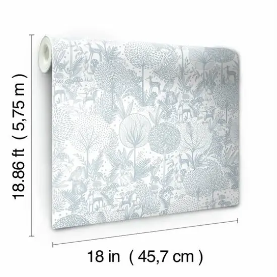 Roommates Forest Friends Peel & Stick Wallpaper Blue/White {9}