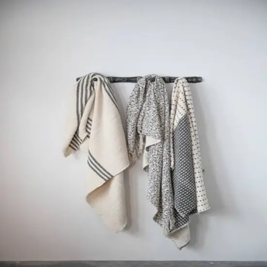 Hello Honey&reg; Coastal Black and White Stripe Throw Blanket and Frayed Edges {4}