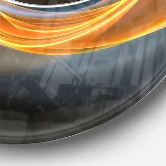 Designart 3D Gold Waves In Black Modern Wall Clock {4}