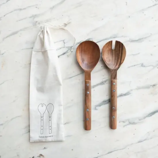 Hello Honey&reg; Natural Rustic Charm Mango Wood Salad Server Set {3}