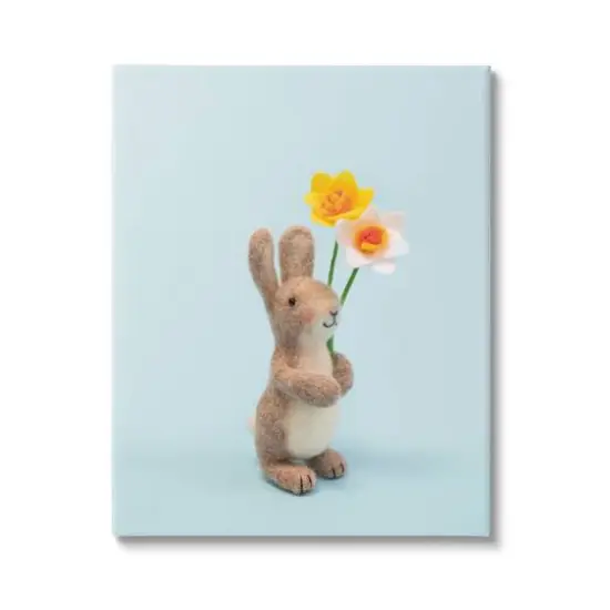 Stupell Industries Spring Bunny Floral Daffodils Canvas Wall Art {1}