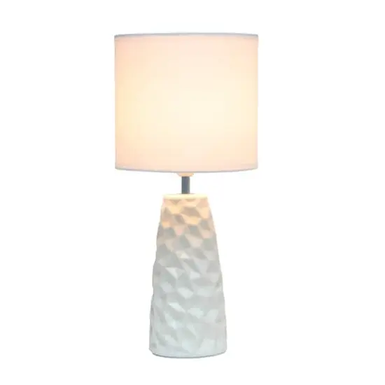 Simple Designs Sculpted Ceramic Table Lamp Off White {3}