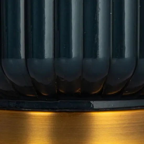 Hello Honey&reg; Blue Stone Glaze Tall Glass Table Lamp with Cream Tapered Drum Shade {6}