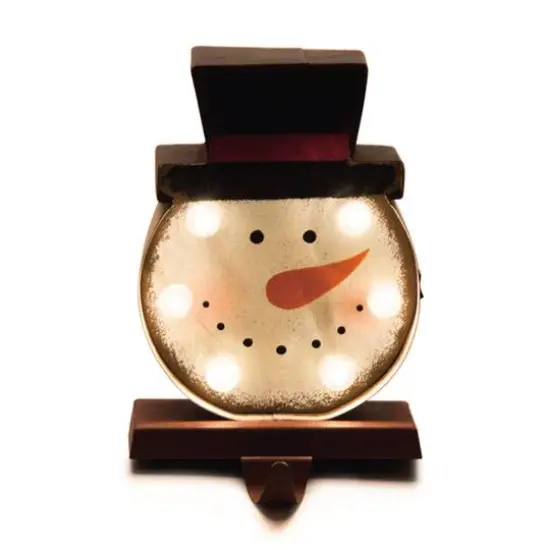Glitzhome&reg; 7.5" Marquee LED Snowman Stocking Holder {1}