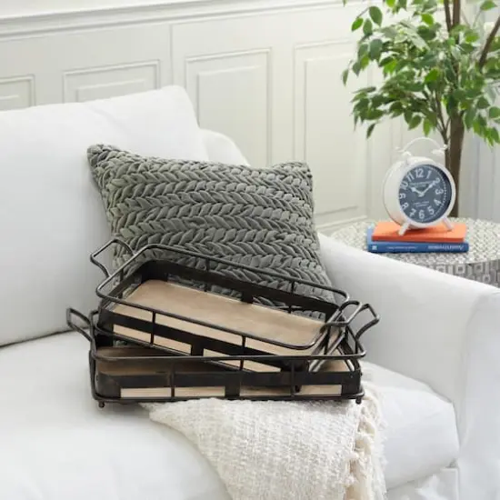 Brown Metal Industrial Tray Set {8}