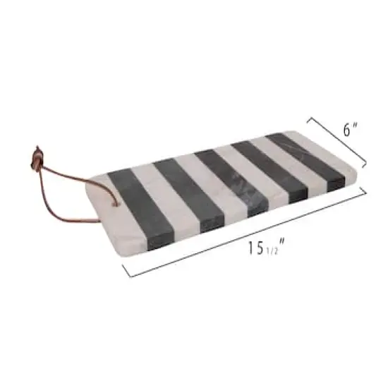 Hello Honey&reg; Black & White Striped Marble Board with Leather Tie {7}