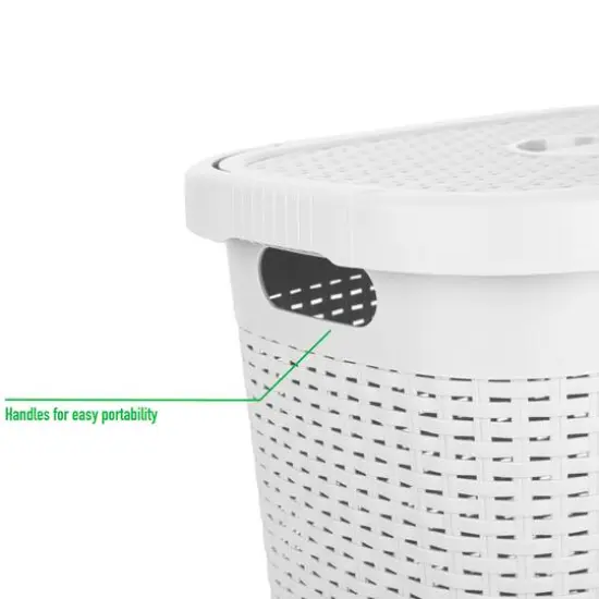 Mind Reader 21'' Hamper Laundry Basket with Cutout Handles White {6}