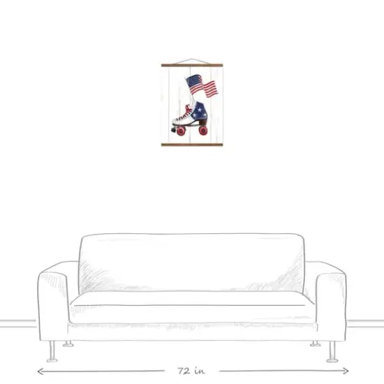 Freedom Flag Skate Teak Hanging Canvas {4}
