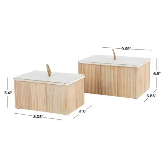 Cream Ribbed Storage Decorative Box Set with White Lids {10}
