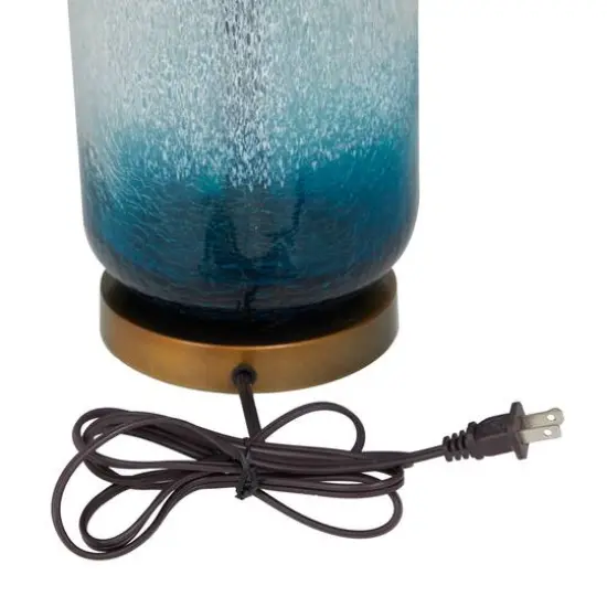 Blue Glass Table Lamp Set of 2 15", 28" {5}