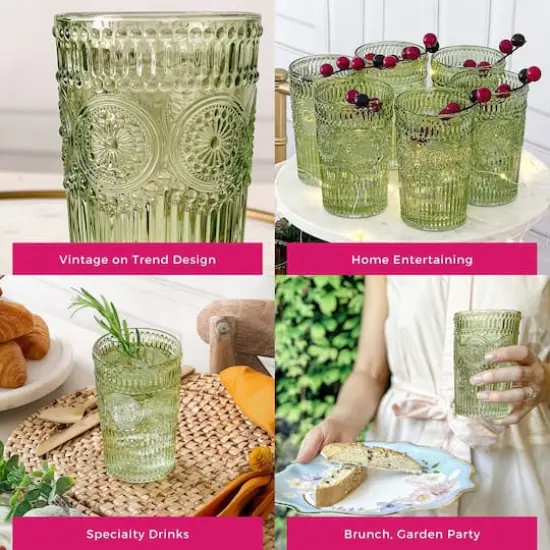 Kate Aspen&reg; 13oz. Vintage Textured Glass Set Sage Green {7}