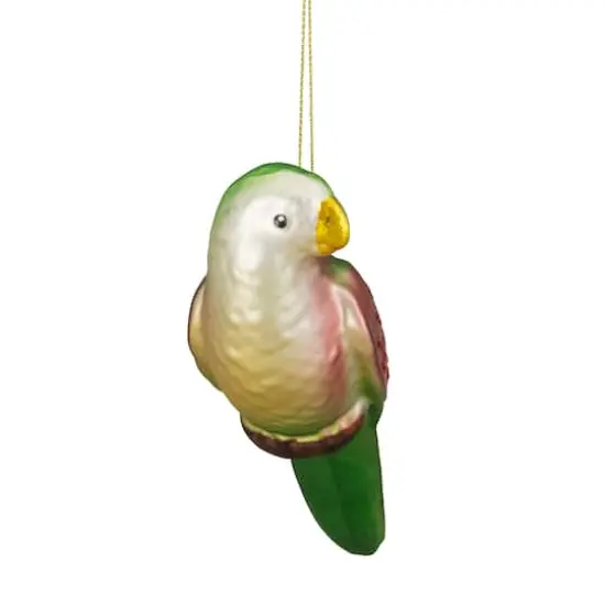 Yellow and Red Matte Parrot Glass Ornament {4}