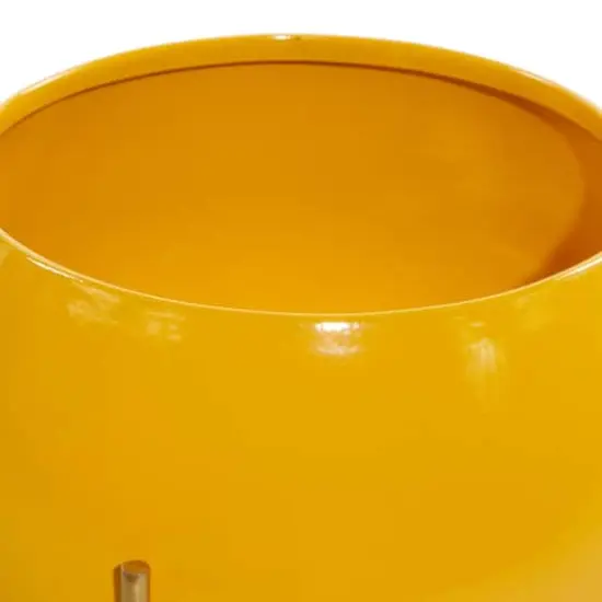 Metal Round Contemporary Planter Set Yellow {3}