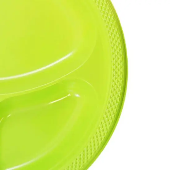 JAM Paper 10.25" Divided Plastic Party Plates, 20ct. Lime Green {4}