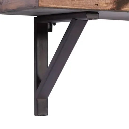 Brown Wood Industrial Wall Shelf Set {5}