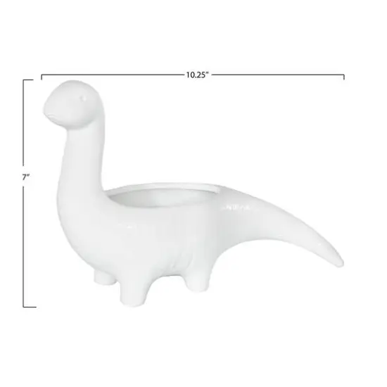 Hello Honey&reg; 10" White Dinosaur Shaped Stoneware Planter {6}
