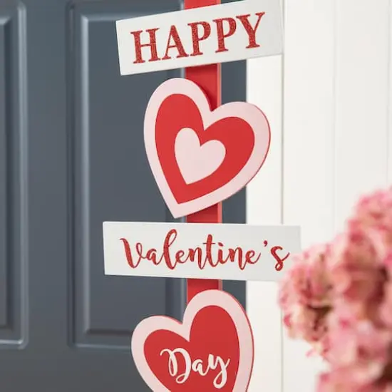 Glitzhome® 35.75" Valentine's Wooden Heart & Love House Porch Décor {5}