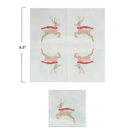 Hello Honey® 6.5" Merry Christmas Reindeer Scarf Paper Napkins, 50ct. {4}
