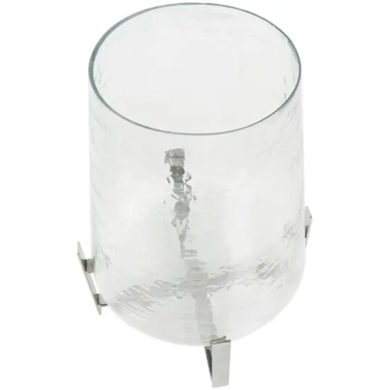 16" Clear Glass & Stainless Steel Hurricane Candle Holder {6}