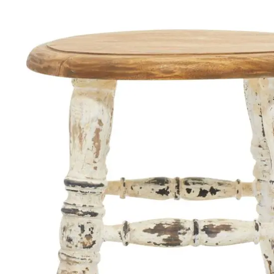 18" White Wood Farmhouse Stool {4}
