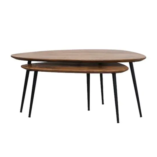 Hello Honey® Mid-Century Modern Wood & Metal Organic Shaped Nesting Table Set {4}