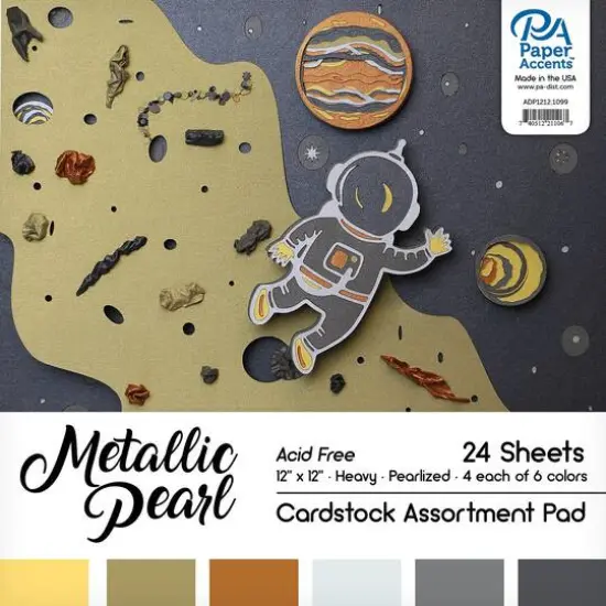 PA Paper&trade; Accents Metallic Pearl Heavyweight Cardstock Paper Pad, 12" x 12" {1}