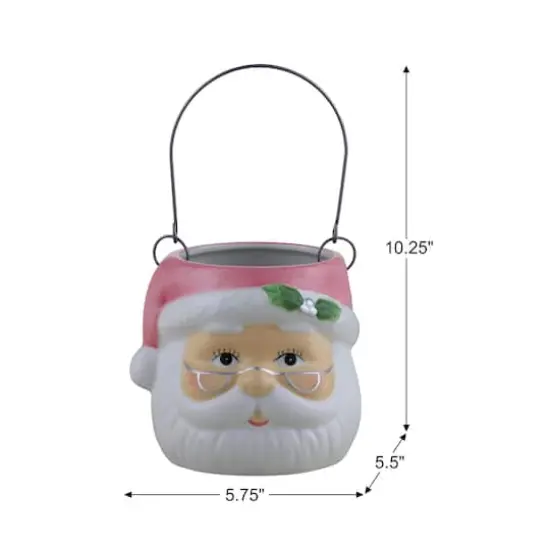 5" Pink Santa Claus Nostalgic Ceramic Container {5}