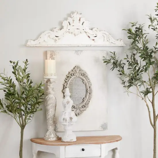 White Wood French Country Carved Wall Decor 14" x 39" x 3" {9}