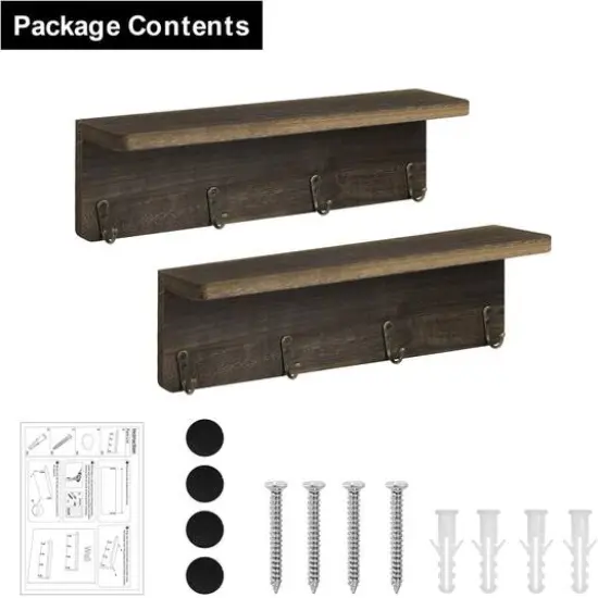 NEX&trade; 16" Rustic Brown Coat Rack with Hooks {8}