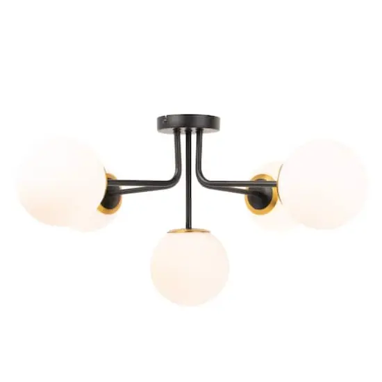 Hello Honey&reg; 27.5" Sputnik Semi-Flush Mount Opal Glass Ceiling Light Black & Gold {5}