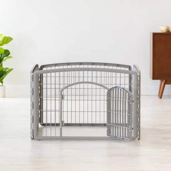 IRIS&reg; Gray 4-Panel Pet Playpen with Door {11}