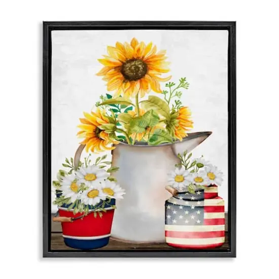 Stupell Industries Americana Flower Bouquets Floater Framed Art Black {1}