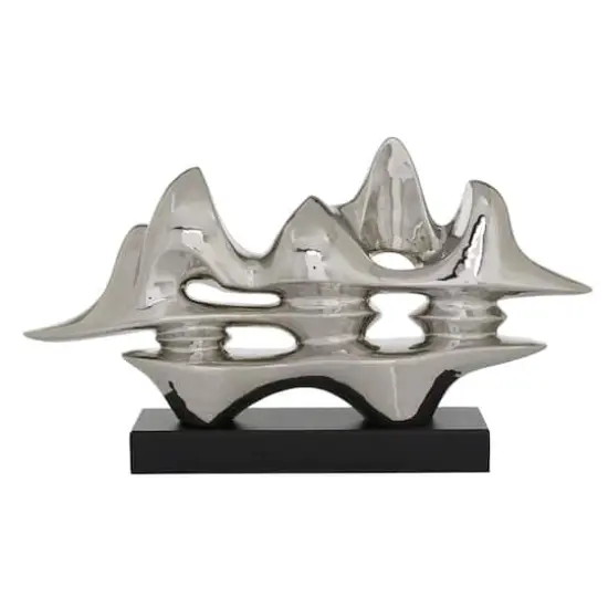 Silver Porcelain Sculpture, Abstract 14" x 25" x 5" {1}