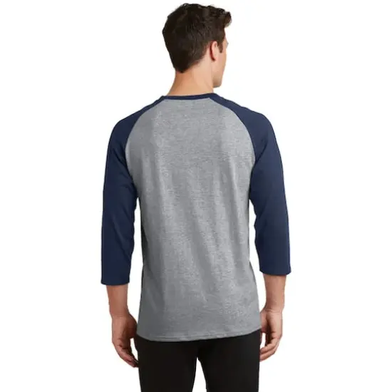 Port & Company&reg; Core Blend 3/4-Sleeve Raglan Tee Athletic Heather/Navy {6}