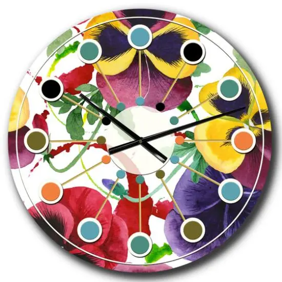 Designart Floral Botanical Retro VIII Mid-Century Modern Wall Clock {1}