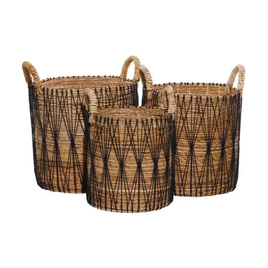 Brown Banana Leaf Storage Basket Set {9}