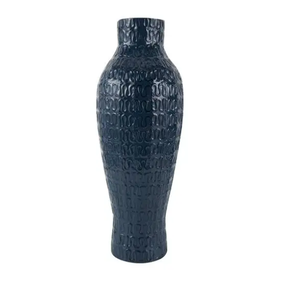 24" Dark Blue Metal Dimensional Textured Vase {11}