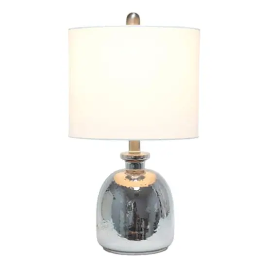 Lalia Home 20" Metallic Gray Hammered Glass Jar Table Lamp White {3}