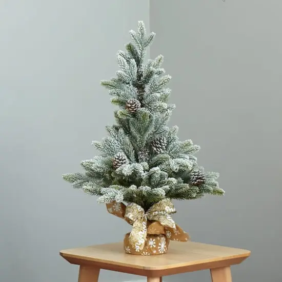 2.5ft. Unlit Flocked Artificial Christmas Tree with Pinecones {8}